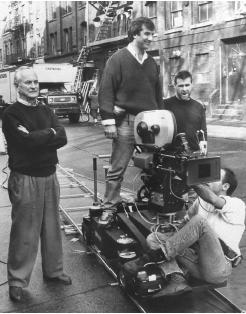 James Ivory (left) on the set of Slaves of New York