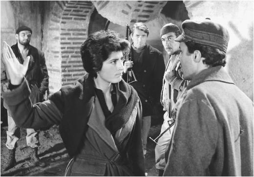 Stanley Baker (left) with Irene Papas, Gregory Peck, Anthony Quinn, and James Darren in The Guns of Navarone