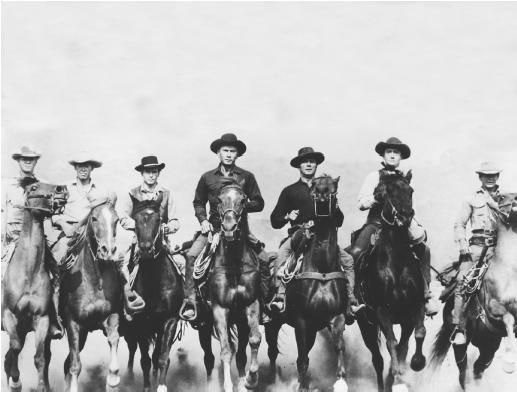 Horst Buchholz (thrid from left) in The Magnificent Seven