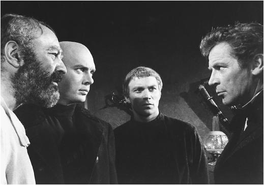 Lee J. Cobb, Yul Brynner, William Shatner, and Richard Basehart in The Brothers Karamazov